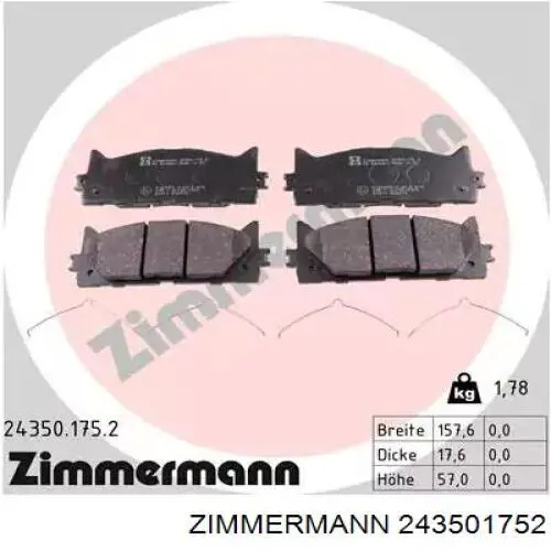 243501752 Zimmermann Sapatas do freio dianteiras de disco