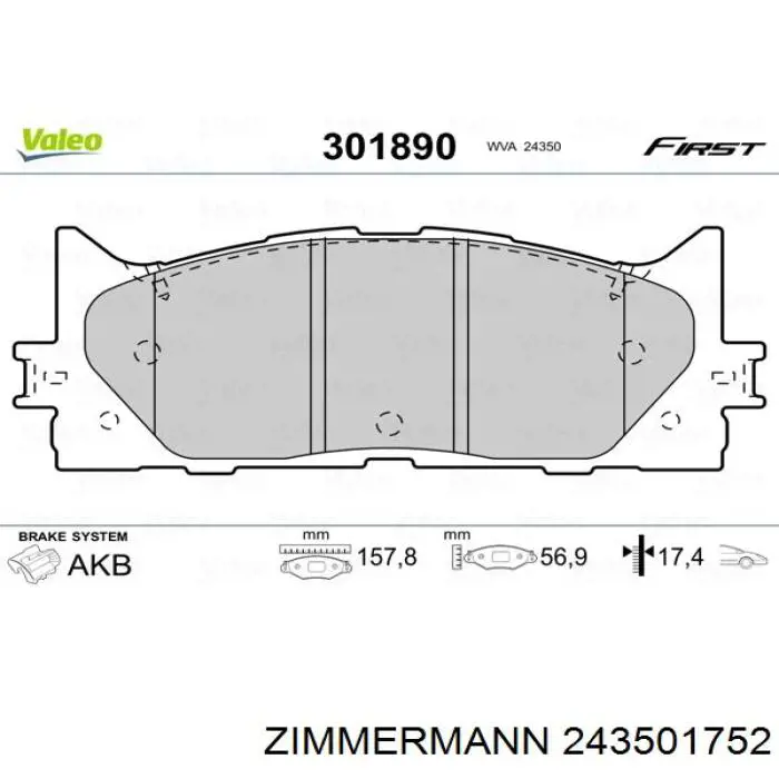 Compre 243501752 Zimmermann Sapatas do freio dianteiras de disco