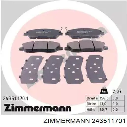 Sapatas do freio dianteiras de disco Zimmermann 243511701 preço, a partir de 36,80 USD
