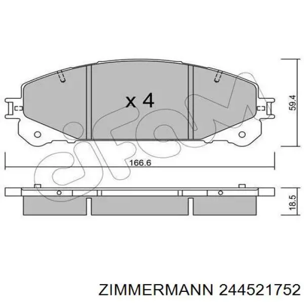 Compre 244521752 Zimmermann Sapatas do freio dianteiras de disco