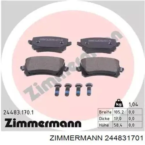 Sapatas do freio traseiras de disco Zimmermann 244831701 preço, a partir de 36,02 USD