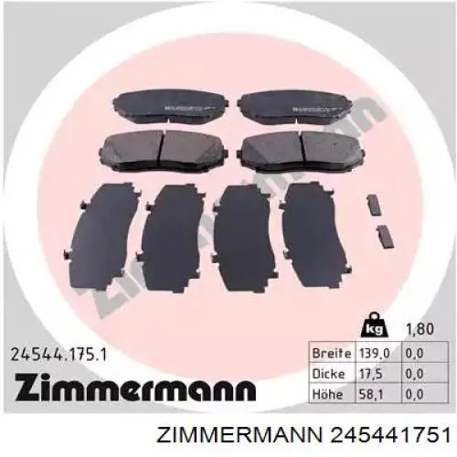 Sapatas do freio dianteiras de disco Zimmermann 245441751 preço, a partir de 25,50 USD