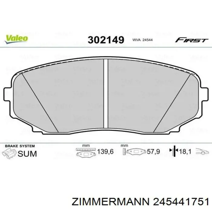 Compre 245441751 Zimmermann Sapatas do freio dianteiras de disco