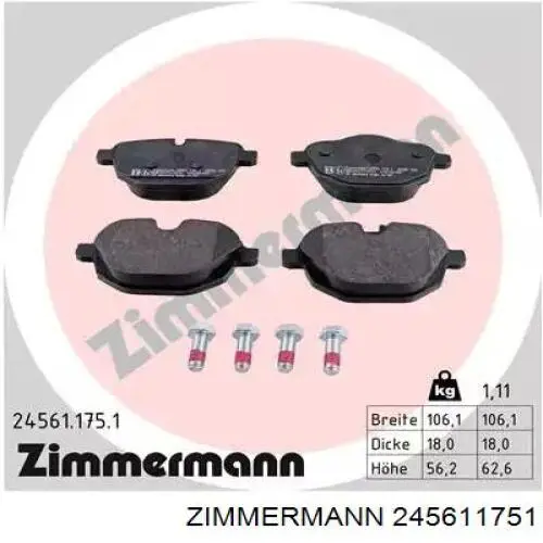Sapatas do freio traseiras de disco Zimmermann 245611751 preço, a partir de 31,28 USD