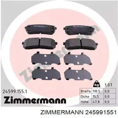 Sapatas do freio traseiras de disco Zimmermann 245991551 preço, a partir de 19,31 USD