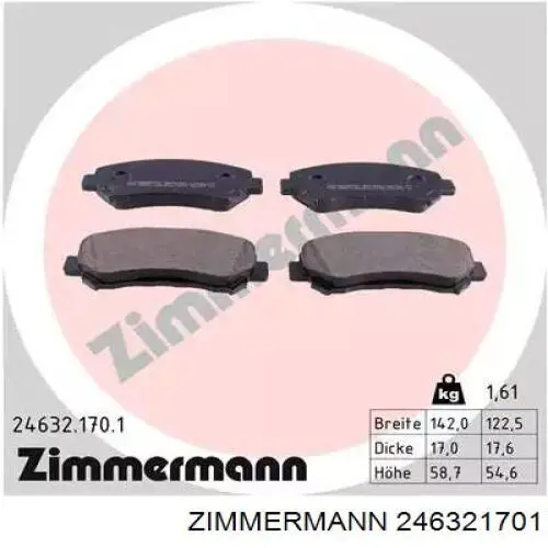 Sapatas do freio dianteiras de disco Zimmermann 246321701 preço, a partir de 31,43 USD