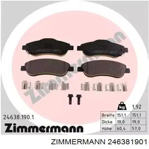 Sapatas do freio dianteiras de disco Zimmermann 246381901 preço, a partir de 35,36 USD