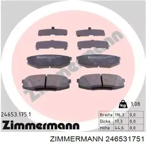 246531751 Zimmermann Sapatas do freio traseiras de disco