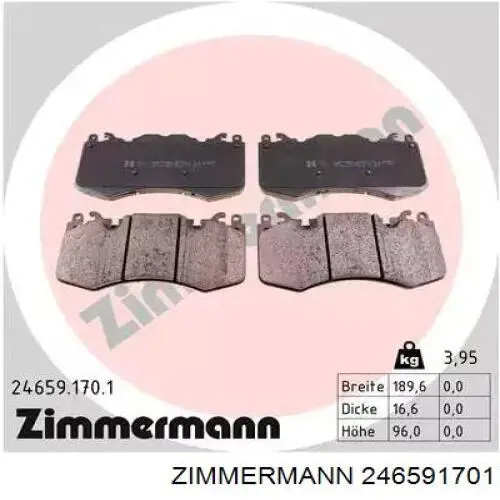 246591701 Zimmermann Sapatas do freio dianteiras de disco