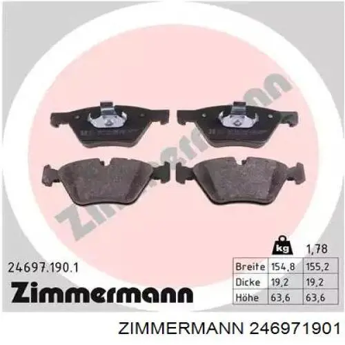Sapatas do freio dianteiras de disco Zimmermann 246971901 preço, a partir de 39,83 USD