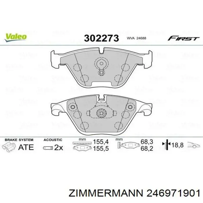 Compre 246971901 Zimmermann Sapatas do freio dianteiras de disco