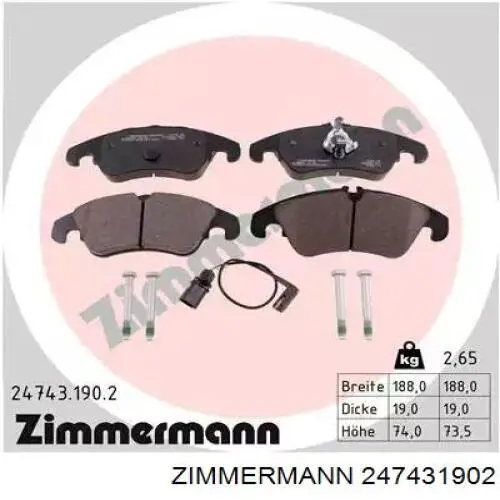 Sapatas do freio dianteiras de disco Zimmermann 247431902 preço, a partir de 53,33 USD