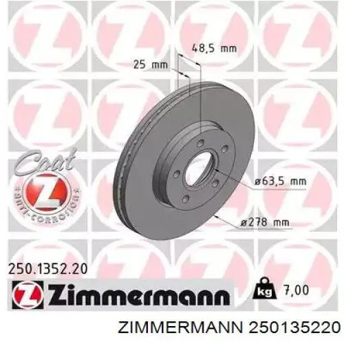 Disco do freio dianteiro Zimmermann 250135220 preço, a partir de 77,61 USD