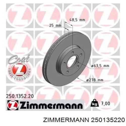 Compre 250135220 Zimmermann Disco do freio dianteiro