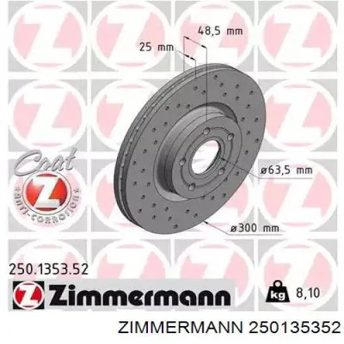 Disco do freio dianteiro Zimmermann 250135352 preço, a partir de 58,63 USD