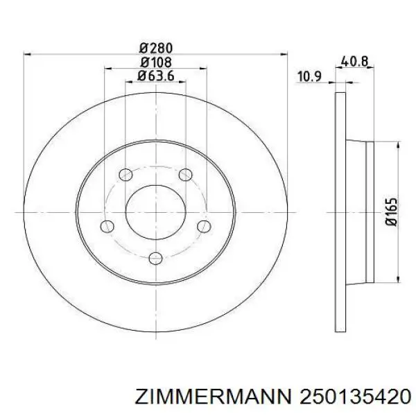 Compre 250135420 Zimmermann Disco do freio traseiro