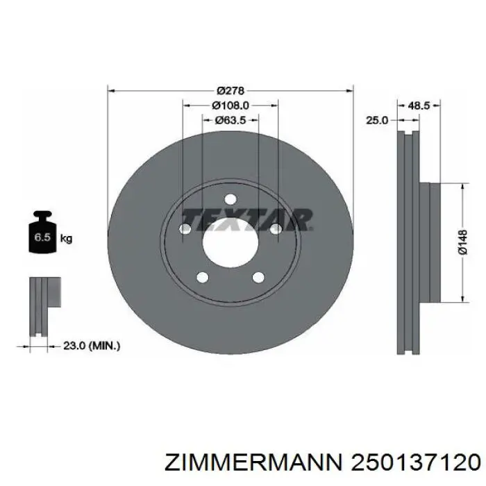 Compre 250137120 Zimmermann Disco do freio dianteiro