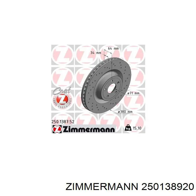 Disco do freio traseiro Zimmermann 250138920 preço, a partir de 90,92 USD