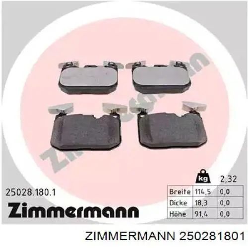 Sapatas do freio dianteiras de disco Zimmermann 250281801 preço, a partir de 58,47 USD