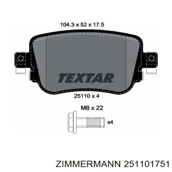 Sapatas do freio traseiras de disco Zimmermann 251101751 preço, a partir de 33,44 USD