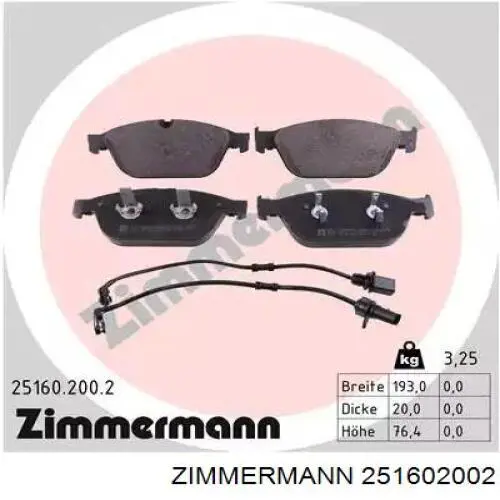 Sapatas do freio dianteiras de disco Zimmermann 251602002 preço, a partir de 157,74 USD