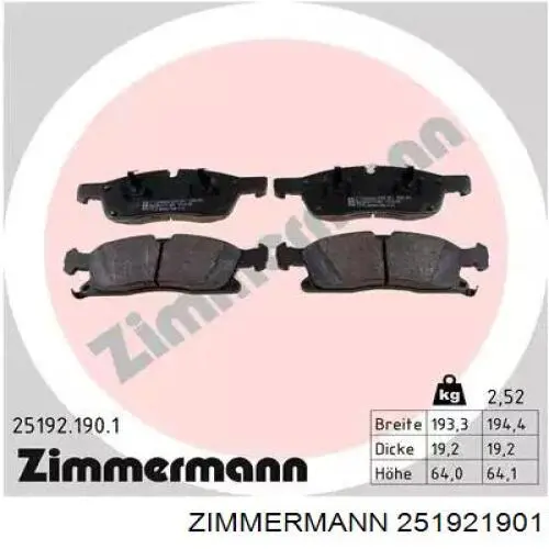 Sapatas do freio dianteiras de disco Zimmermann 251921901 preço, a partir de 59,81 USD