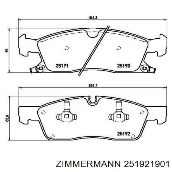 Compre 251921901 Zimmermann Sapatas do freio dianteiras de disco