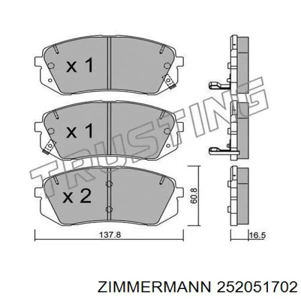 Sapatas do freio dianteiras de disco Zimmermann 252051702 preço, a partir de 35,29 USD