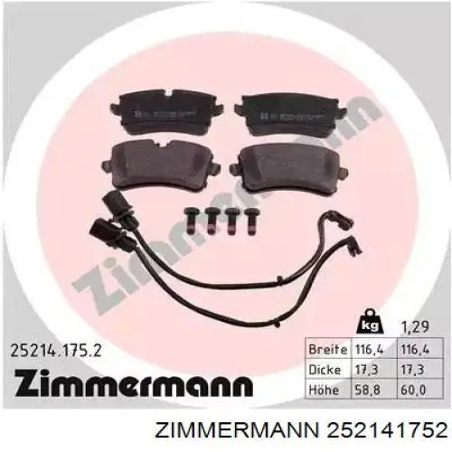 Sapatas do freio traseiras de disco Zimmermann 252141752 preço, a partir de 42,02 USD