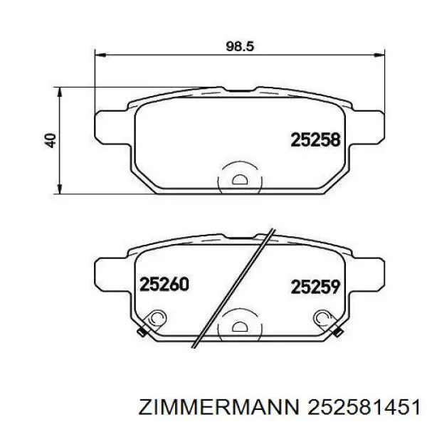Compre 252581451 Zimmermann Sapatas do freio traseiras de disco
