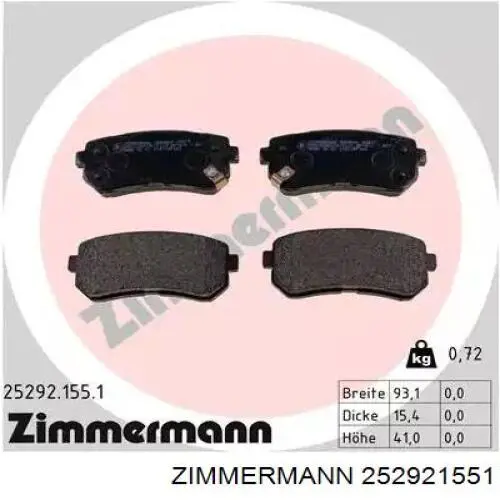 252921551 Zimmermann Sapatas do freio traseiras de disco