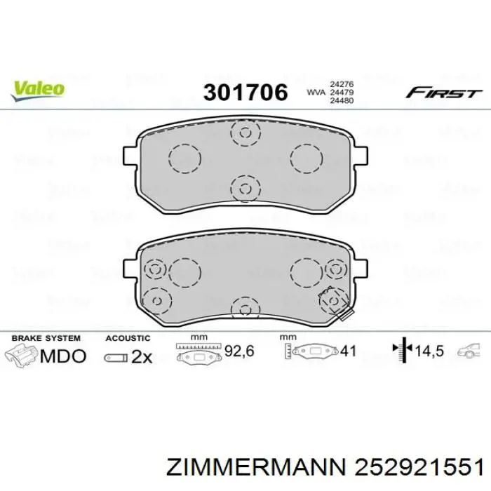 Compre 252921551 Zimmermann Sapatas do freio traseiras de disco