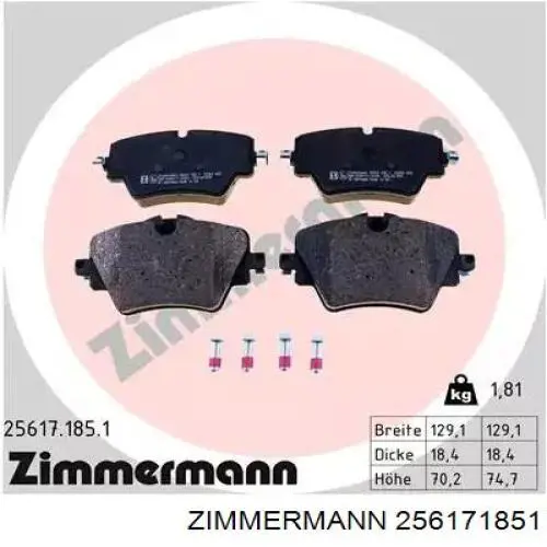 256171851 Zimmermann Sapatas do freio dianteiras de disco