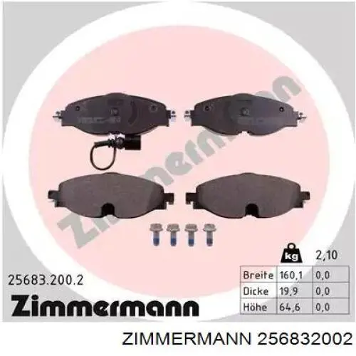 Sapatas do freio dianteiras de disco Zimmermann 256832002 preço, a partir de 34,67 USD