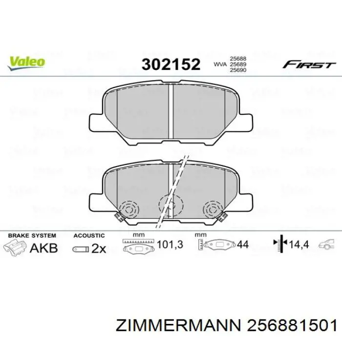 Compre 256881501 Zimmermann Sapatas do freio traseiras de disco