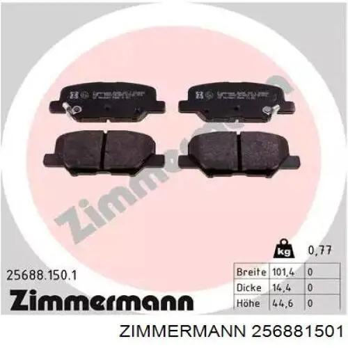 256881501 Zimmermann Sapatas do freio traseiras de disco