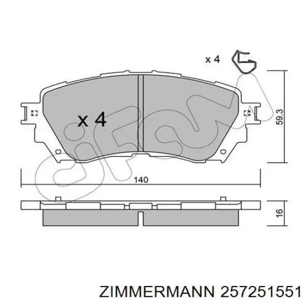 Sapatas do freio dianteiras de disco Zimmermann 257251551 preço, a partir de 37,08 USD