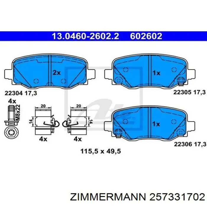 Compre 257331702 Zimmermann Sapatas do freio traseiras de disco
