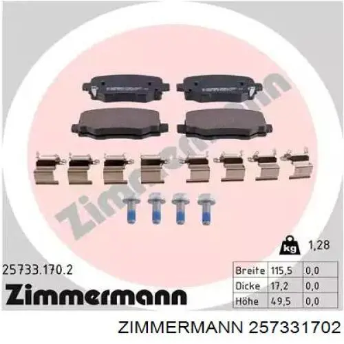 257331702 Zimmermann Sapatas do freio traseiras de disco