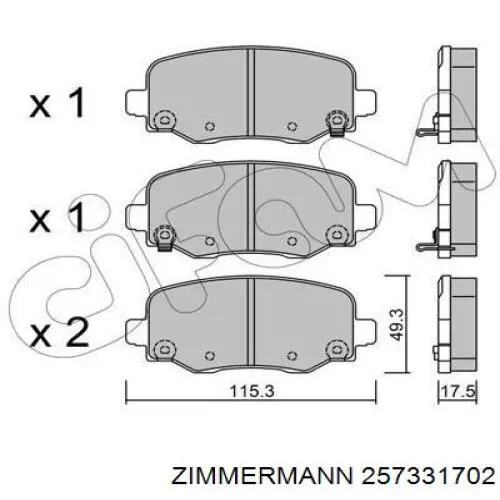 Sapatas do freio traseiras de disco Zimmermann 257331702 preço, a partir de 30,67 USD