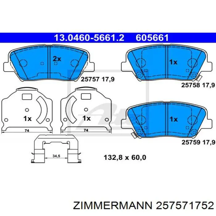 Compre 257571752 Zimmermann Sapatas do freio dianteiras de disco