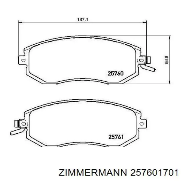 Sapatas do freio dianteiras de disco Zimmermann 257601701 preço, a partir de 53,69 USD