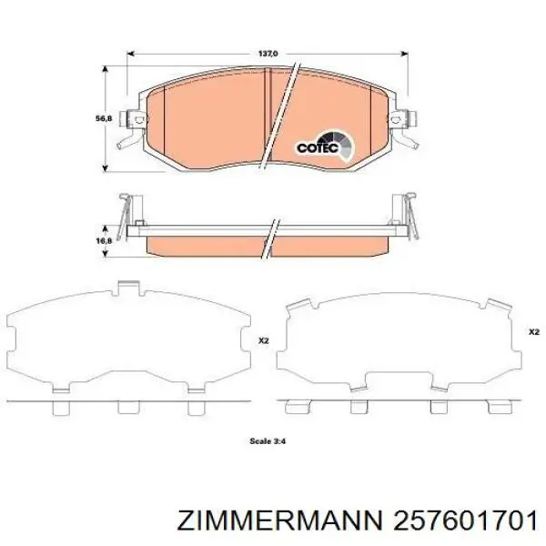 Compre 257601701 Zimmermann Sapatas do freio dianteiras de disco