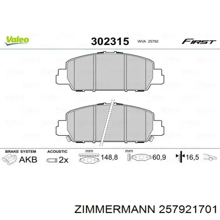 Sapatas do freio dianteiras de disco Zimmermann 257921701 preço, a partir de 34,65 USD