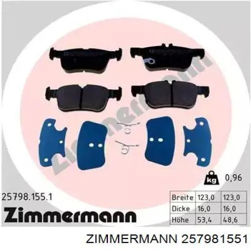 257981551 Zimmermann Sapatas do freio traseiras de disco