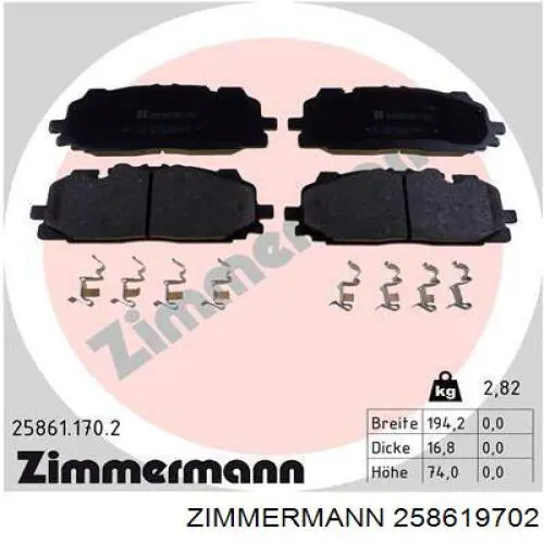 Sapatas do freio dianteiras de disco Zimmermann 258619702 preço, a partir de 55,88 USD