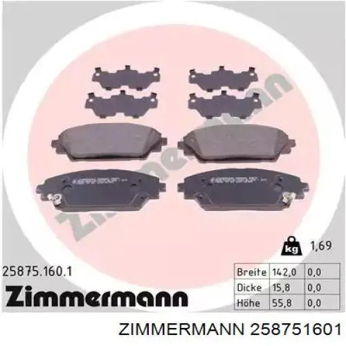 258751601 Zimmermann Sapatas do freio dianteiras de disco