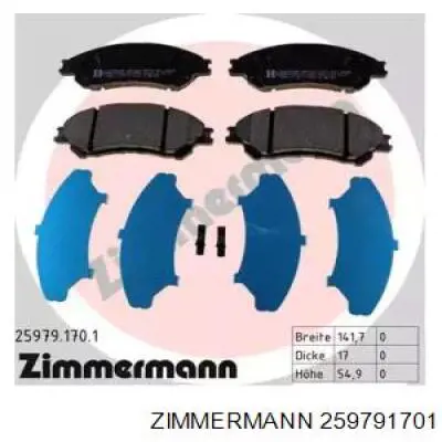 Compre 259791701 Zimmermann Sapatas do freio dianteiras de disco