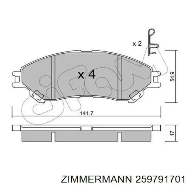 Sapatas do freio dianteiras de disco Zimmermann 259791701 preço, a partir de 38,24 USD