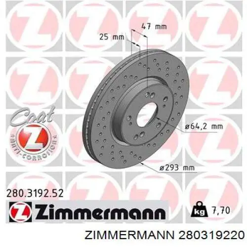 Disco do freio dianteiro Zimmermann 280319220 preço, a partir de 57,20 USD